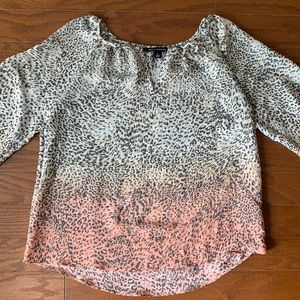 Zac & Rachel Leopard Print Ombre Popover Top Lightweight Size Small